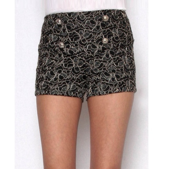 LJ Rose Pants - High waist 4 button pattern shorts